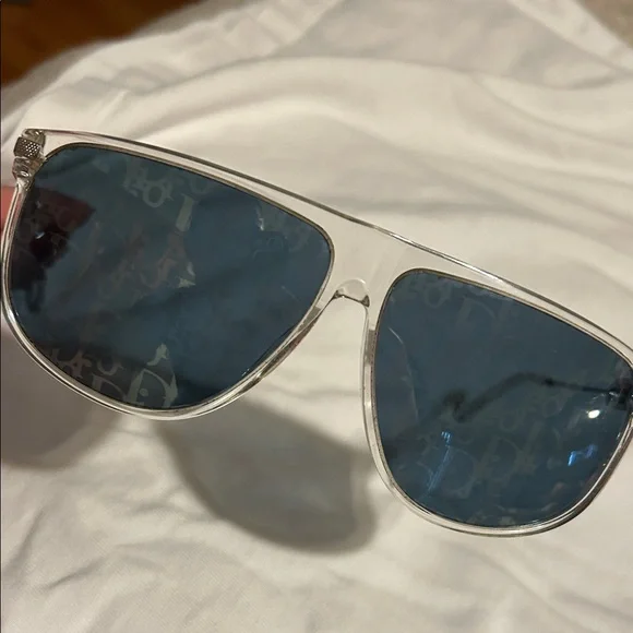 Dior Transparent Frame Sunglasses with Blue Lenses